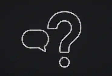 Image of a question mark and chat bubble.